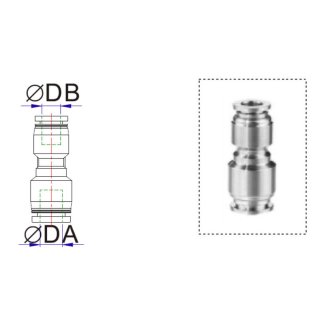 X-S6-NPG5/16-5/32 AirTAC Different Diameter Straight Connector, Push-In Fitting
