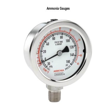 60-500-1500-PSI/BAR Ammonia Refrigeration Gauges