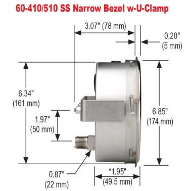 60-510-6000-PSI 60 410 510 U Clamp Dimensions