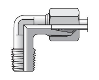 WE04LL1/8NPTCF Parker 90 Degree Metric Tube Fitting 